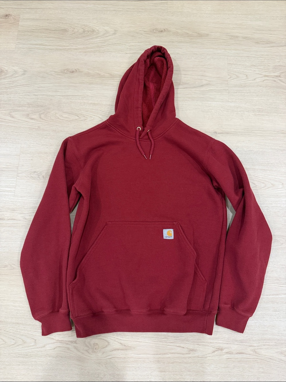 Carhartt Small Men's Burgundy Pullover Hooded Sweatshirt - Picture 2 of 5